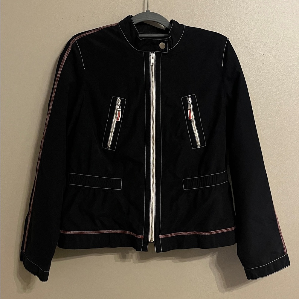 LOFT Black Jacket w/ White & Pink Threading